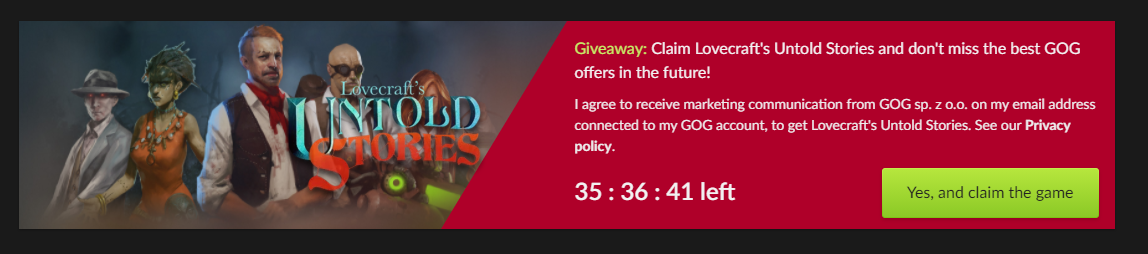 叽哩今日喜加一整理|GOG喜加一，《克苏鲁异闻录》免费领