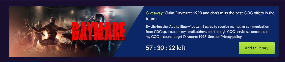 叽哩今日喜加一整理|GOG喜加一，《昼魇1998》免费领