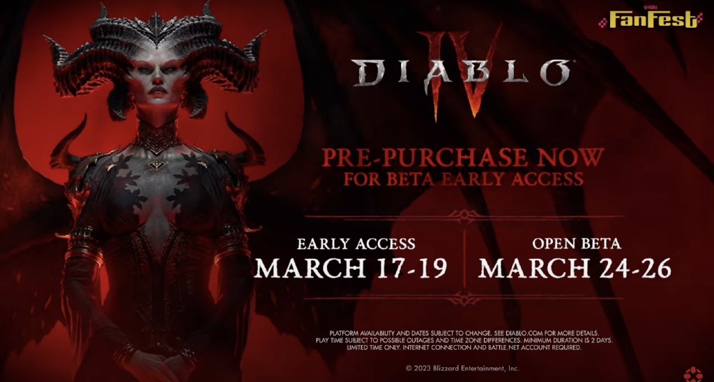 《暗黑破坏神4》Beta测试将于3月上线