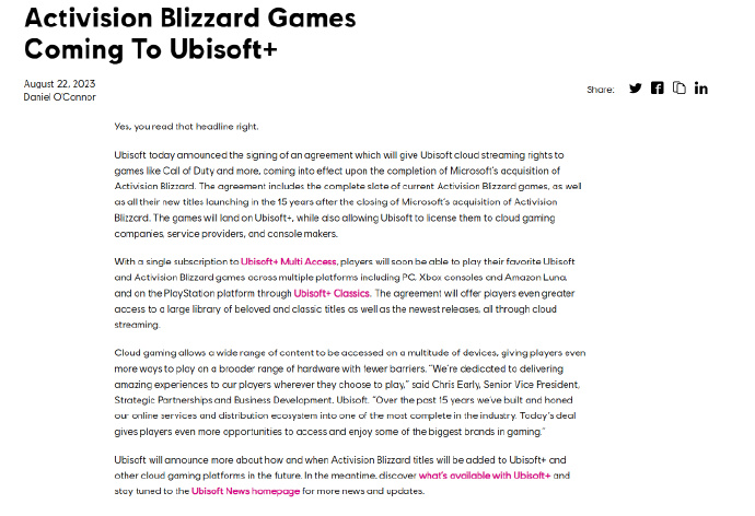 啊？动视暴雪游戏将登陆育碧平台