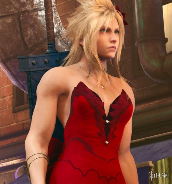《最终幻想7：重制版》克劳德穿爱丽丝红色连衣裙MOD电脑版下载