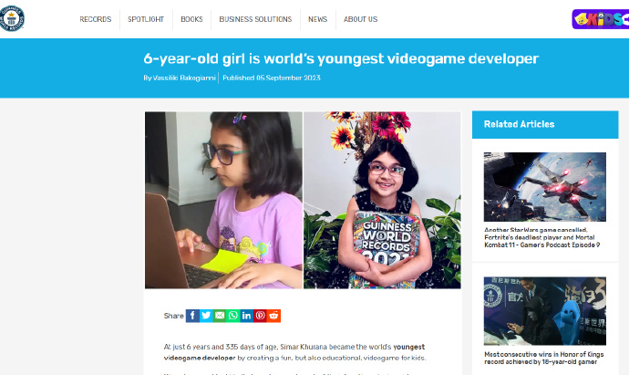 6岁女孩成最年轻游戏开发者