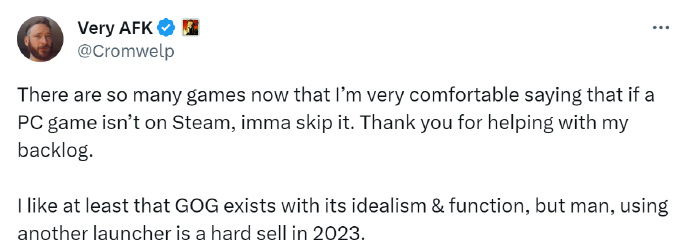 拉瑞安发行总监：PC游戏不上Steam不玩