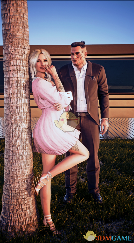 《赛博朋克2077》男女式淡粉白色波西米亚短裙MOD电脑版下载