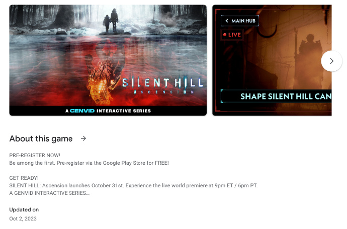 流媒体互动游戏《寂静岭：飞升》发布日期曝光