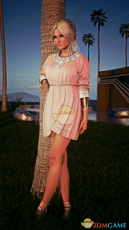 《赛博朋克2077》男女式粉白色波西米亚短裙MOD电脑版下载