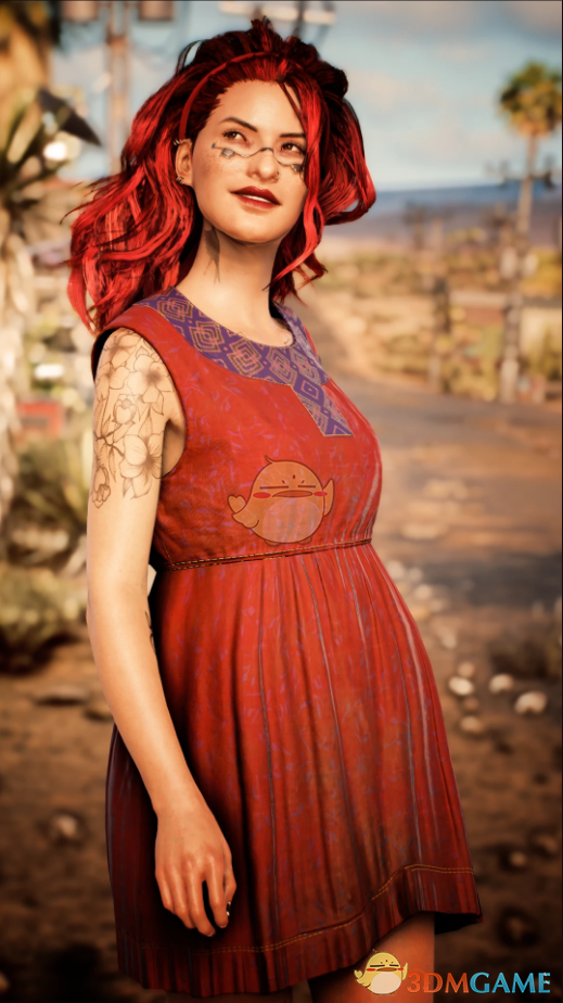 《赛博朋克2077》男女式砖红色波西米亚短裙MOD电脑版下载