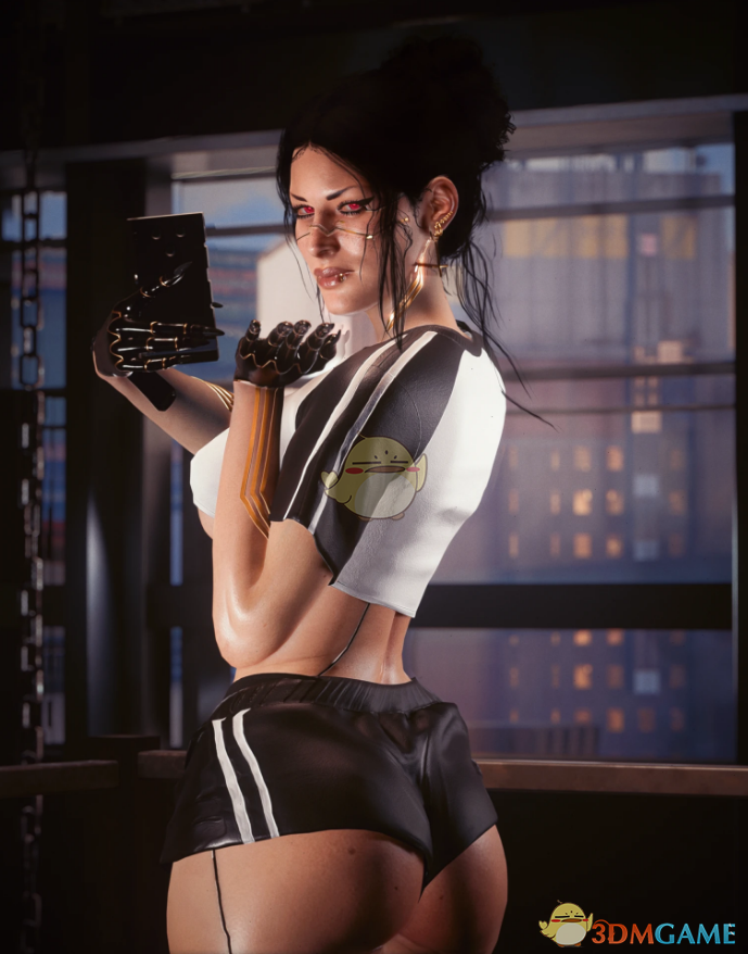 《赛博朋克2077》穿黑色露腹短校服和短裤的VMOD电脑版下载