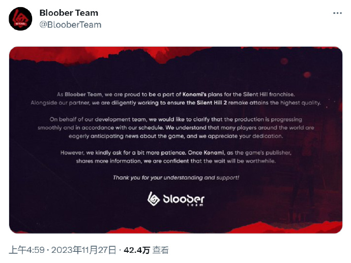《寂静岭2重制版》开发商表示项目进度非常顺利 《寂静岭2重制版》开发商表示项目进度非常顺利